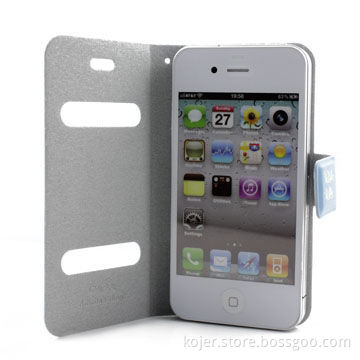 Cases for Apple's iPhone 4/4S, with Notebook Design, Made of PU Leather, Various Colors Available